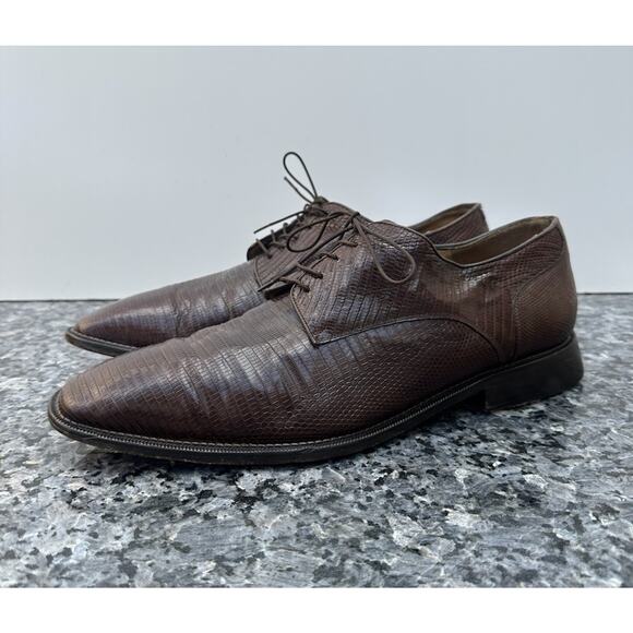 Belvedere Men's Dress Shoes, Lizard Leather Brown, Size 12 - Picture 1 of 15